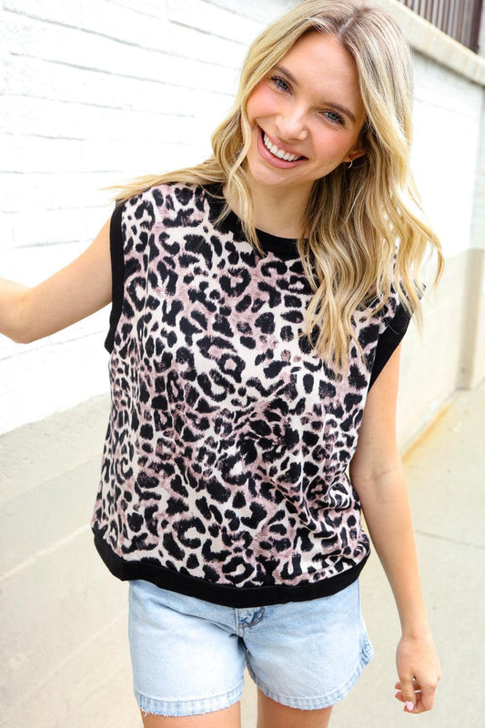 Leopard Print Knit Top-Blouses-Evelyns Fashion