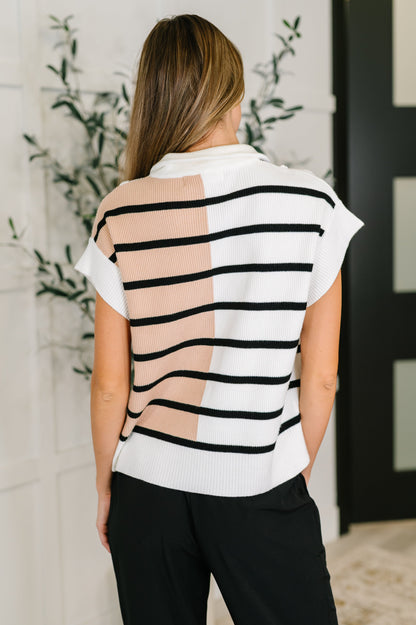 Striped Quarter Zip Vest