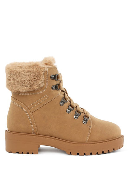 Maranta Faux Fur Collar Ankle Boots-BOOTS-Evelyns Fashion
