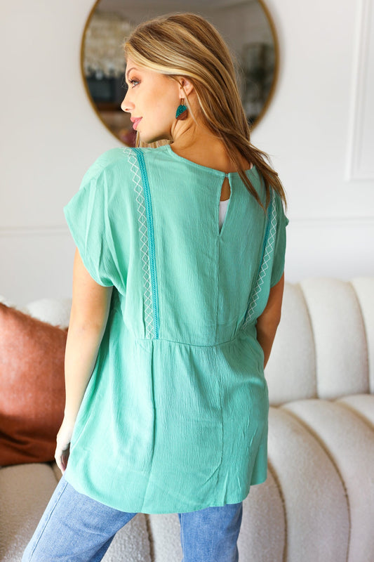 Mint Short Sleeve Dolman Top-Short Sleeve TOP-Evelyns Fashion