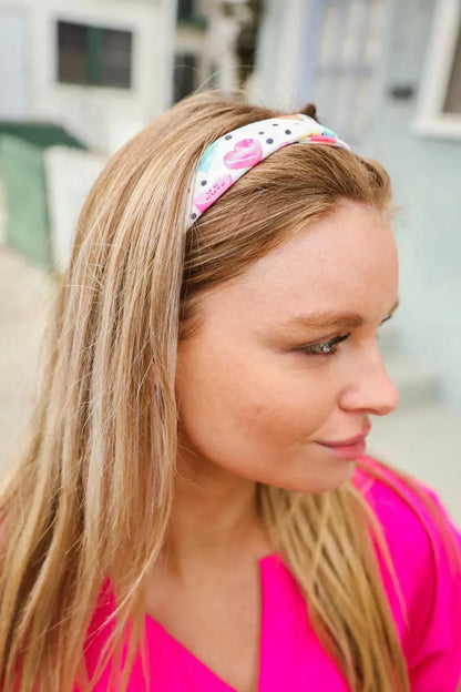 Multicolor Polka Dot & Heart Candy Twist Headband-accessor-Evelyns Fashion