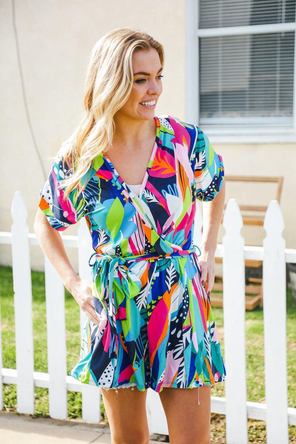 Multicolor Tropical Romper-Evelyns Fashion