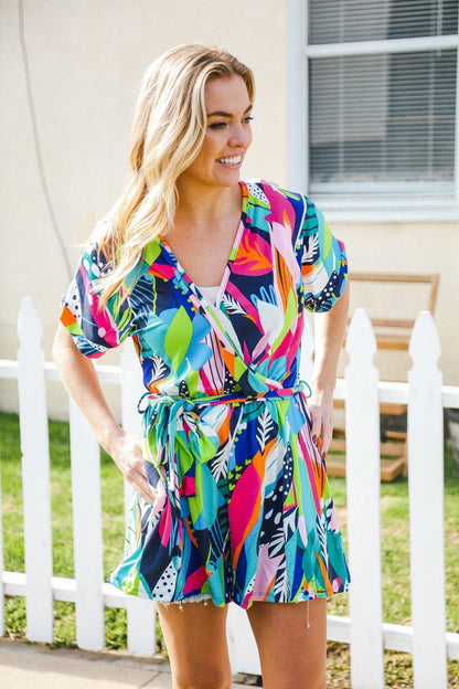 Multicolor Tropical Romper-Evelyns Fashion