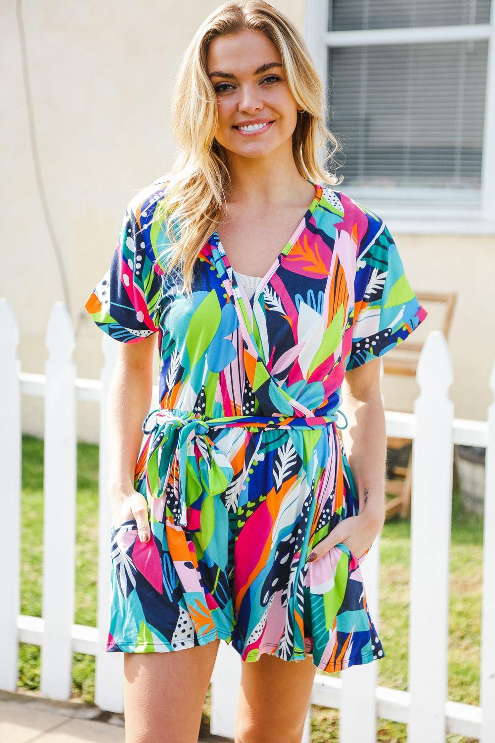 Multicolor Tropical Romper-Evelyns Fashion