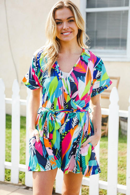 Multicolor Tropical Romper-Evelyns Fashion