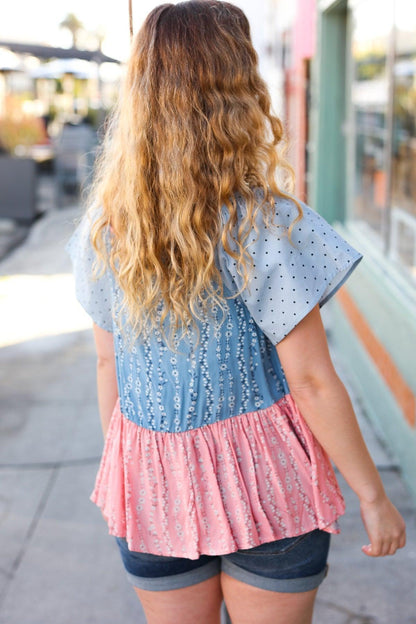 Short Sleeve Pink Blouse-Blouses-Evelyns Fashion