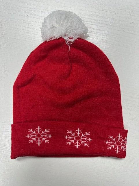 Snowman Pom-Pom Snowflake Beanie-Evelyns Fashion