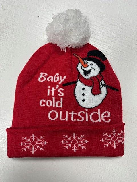 Snowman Pom-Pom Snowflake Beanie-Evelyns Fashion