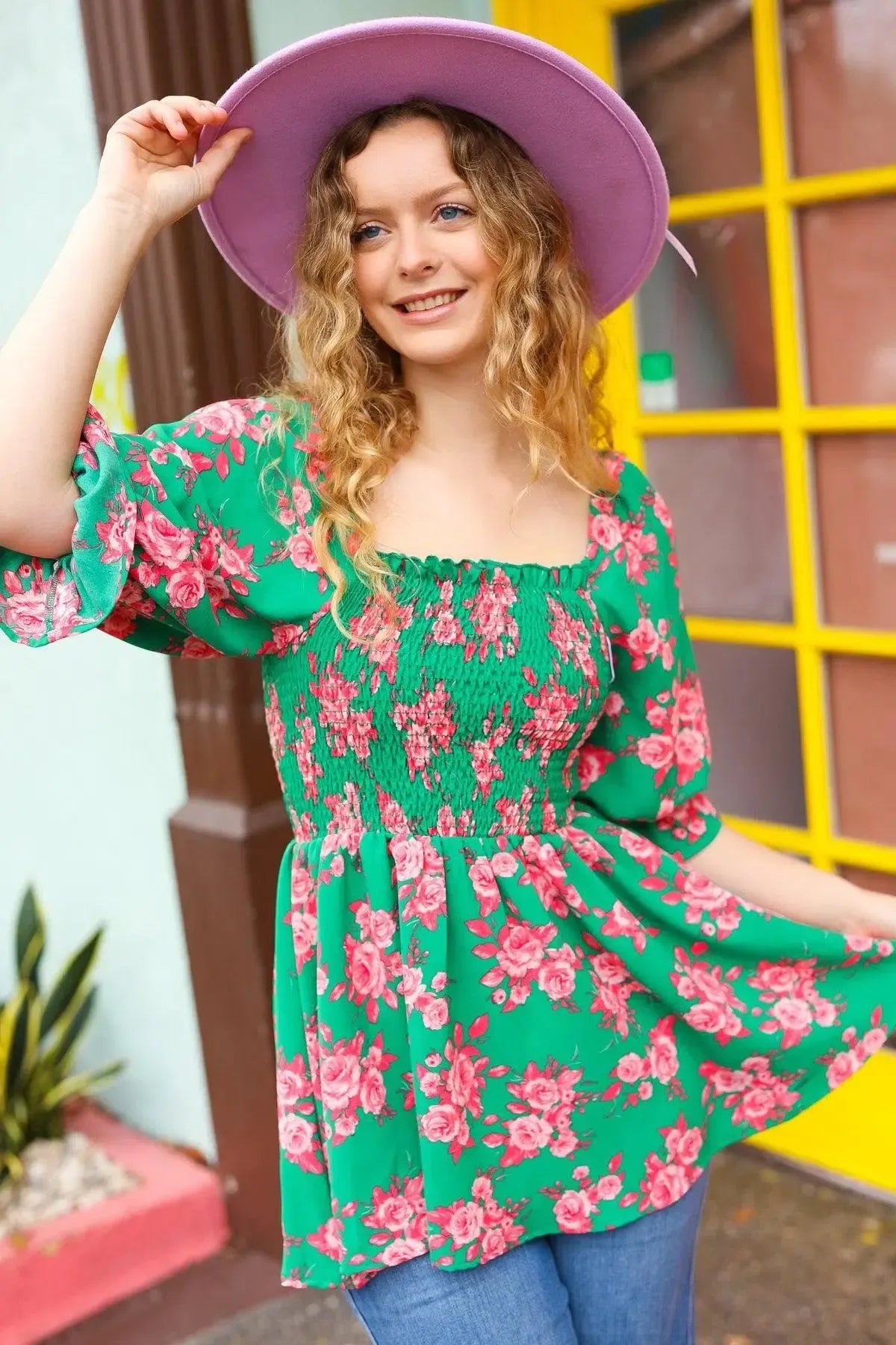 Stylish Smocked Floral Top for Effortless Elegance-Evelyns Fashion