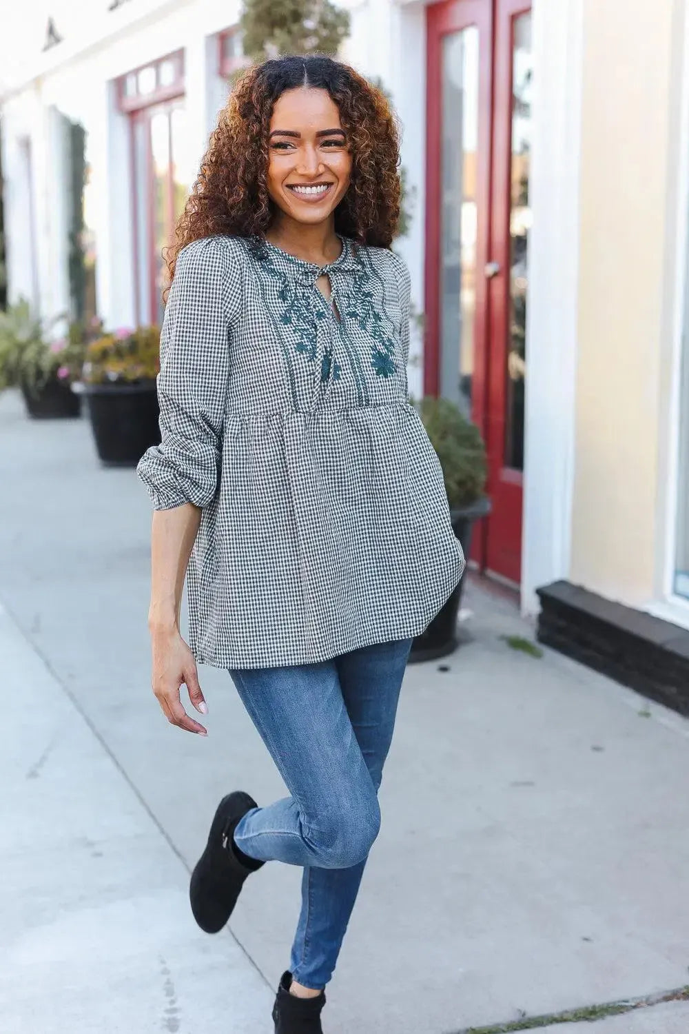Timeless Comfort: Comfortable Cotton Plaid Top-Evelyns Fashion