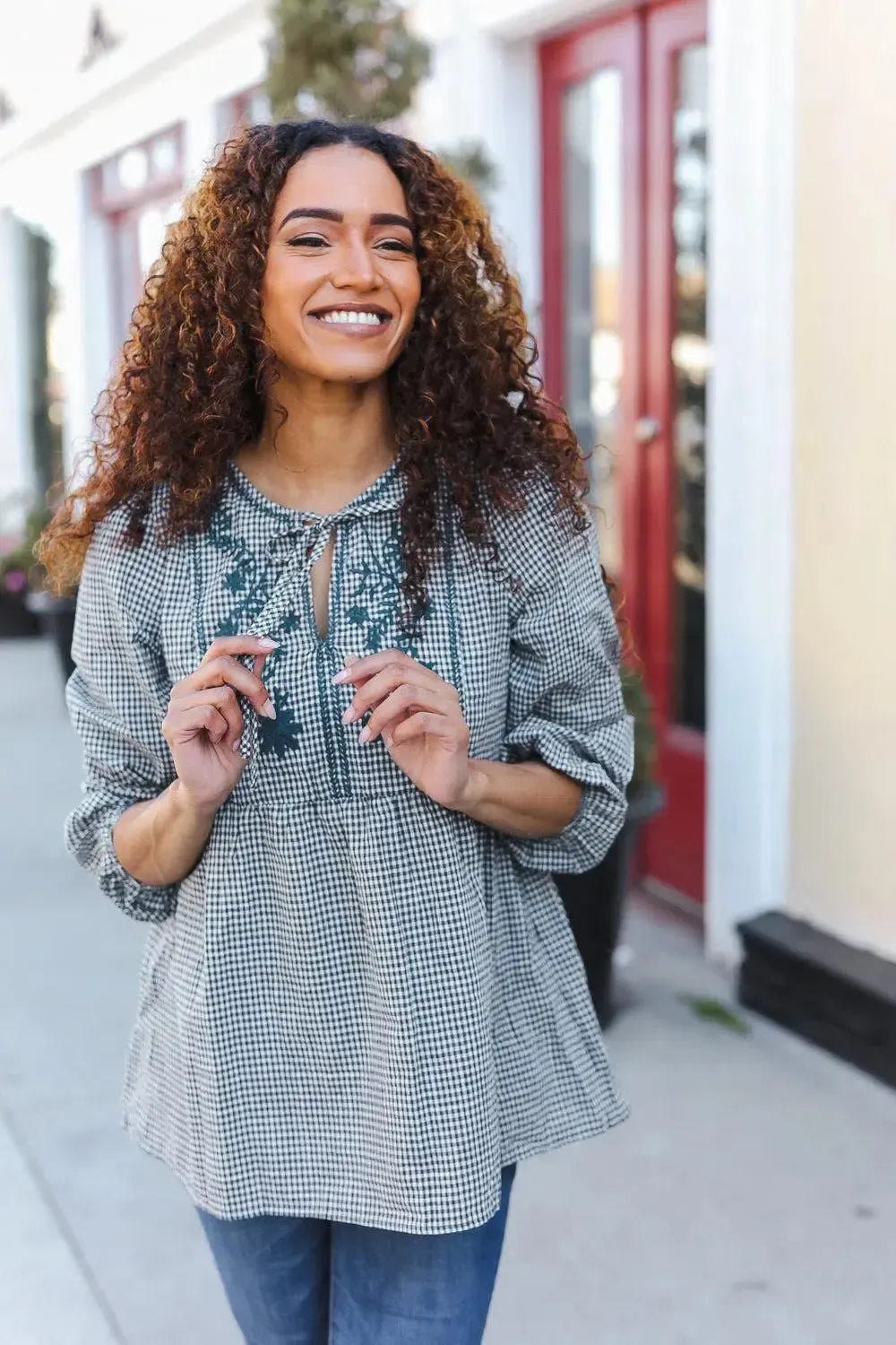 Timeless Comfort: Comfortable Cotton Plaid Top-Evelyns Fashion