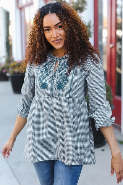 Timeless Comfort: Comfortable Cotton Plaid Top-Evelyns Fashion