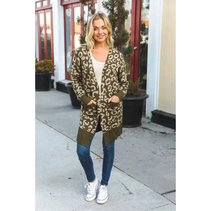 Timeless Texture: Olive Fury Ribbed Cardigan-Evelyns Fashion