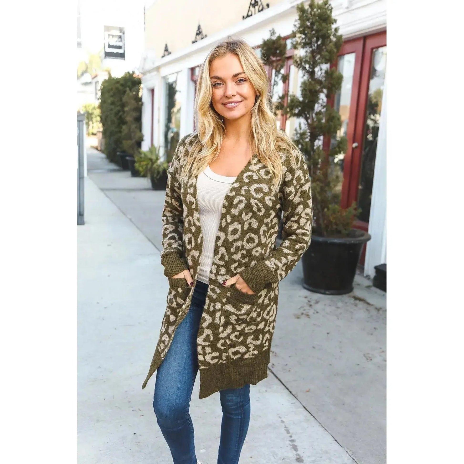 Timeless Texture: Olive Fury Ribbed Cardigan-Evelyns Fashion