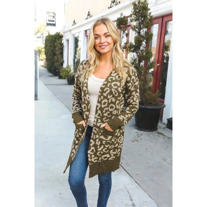 Timeless Texture: Olive Fury Ribbed Cardigan-Evelyns Fashion