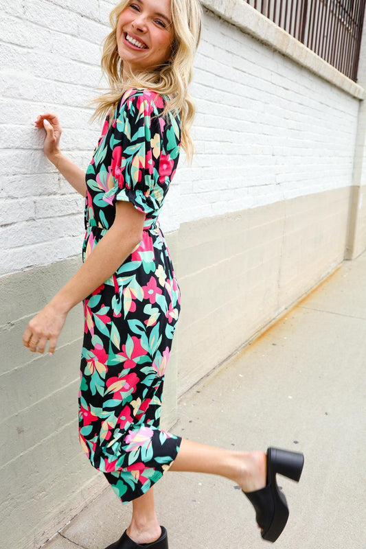 Tropical Floral Wide Leg Jumpsuit – Bold, Breezy & Vacation-Ready-Evelyns Fashion