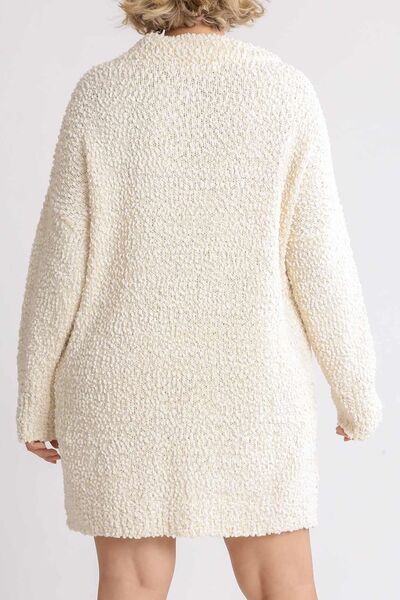 Umgee Plus Size High Low Bouclé Sweater Dress-Evelyns Fashion