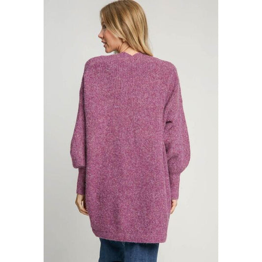 Umgee Plus Size Wool Blend Open Front Cardigan-Evelyns Fashion