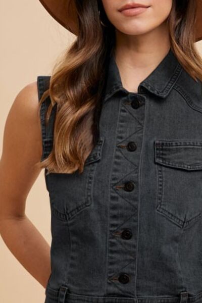 Womens Denim Vests-vest-Evelyns Fashion