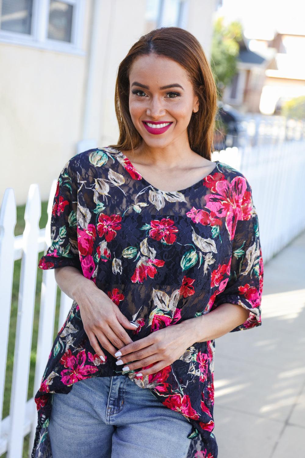 Womens Floral Blouse-Blouses-Evelyns Fashion