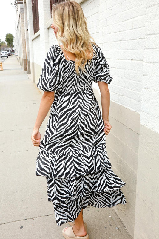 Black and White Maxi Dress-Evelyns Fashion