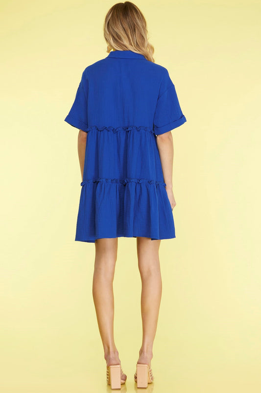 Blue Mini Dress-Dress-Evelyns Fashion