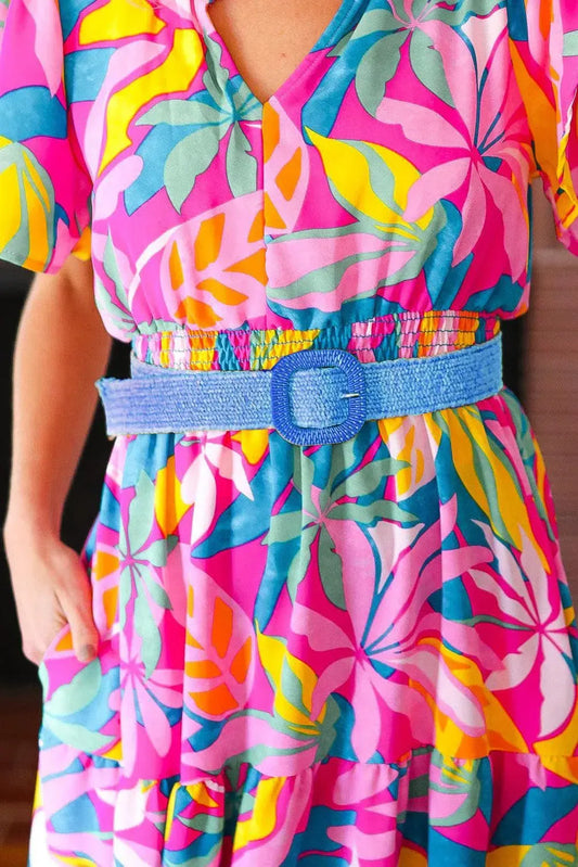 Blue Woven Square Buckle Stretchy Belt-2024 Blow-Out Sale-Evelyns Fashion