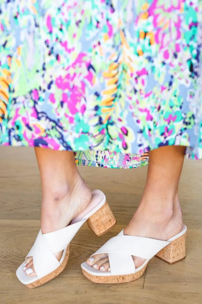 Bone Chandra Faux Leather Cork Platform Sandals-2024 Blow-Out Sale-Evelyns Fashion