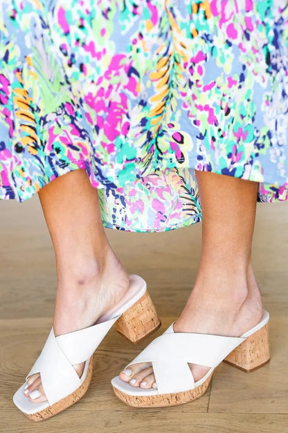 Bone Chandra Faux Leather Cork Platform Sandals-2024 Blow-Out Sale-Evelyns Fashion