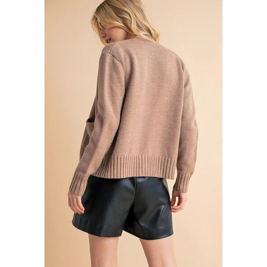 Button Down Cardigan Sweaters-Cardigans-Evelyns Fashion
