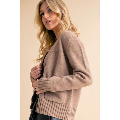 Button Down Cardigan Sweaters-Cardigans-Evelyns Fashion
