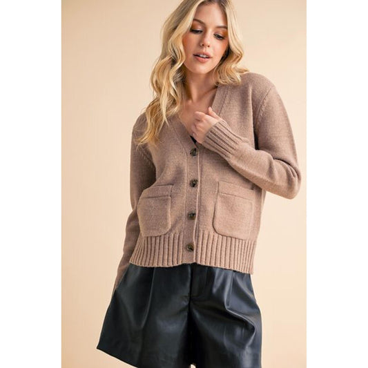 Button Down Cardigan Sweaters-Cardigans-Evelyns Fashion