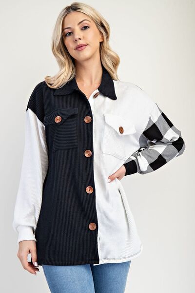 Button Up Shacket-Evelyns Fashion