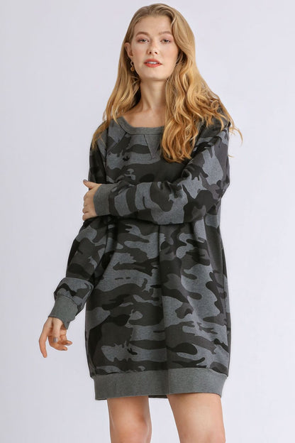 Camo Mini Dress-Dress-Evelyns Fashion