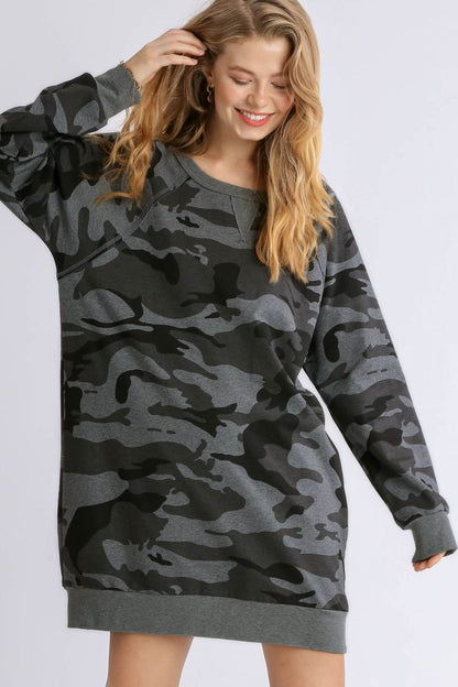 Camo Mini Dress-Dress-Evelyns Fashion