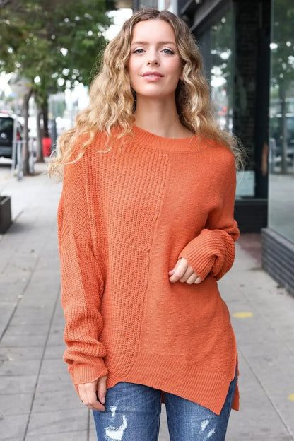 Celebrate Autumn: Cozy Pumpkin Knit Sweater"-2024 Blow-Out Sale-Evelyns Fashion