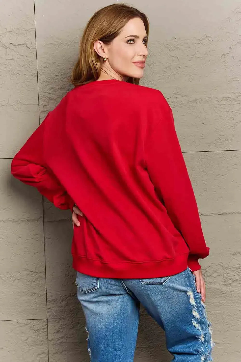 Celebrate Love: Simply Love Full Size 'DOGS MAKE ME HAPPY' Sweatshirt-Sweat Shirts and Hoodies-Evelyns Fashion