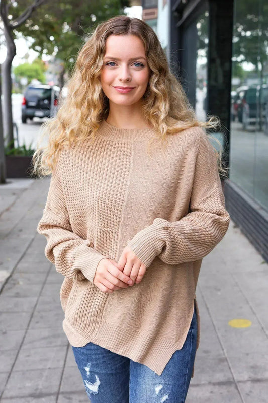 Chic Autumn Style: Taupe Knit Sweater for the Season-2024 Blow-Out Sale-Evelyns Fashion