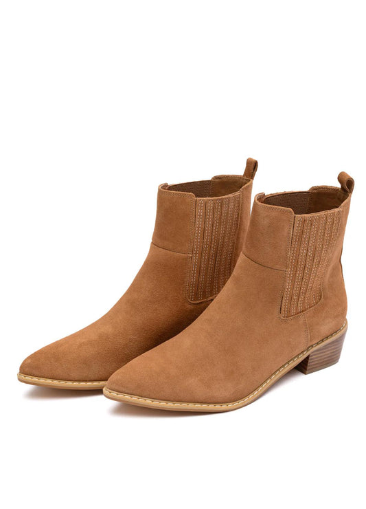 Classic & Chic: Leonor Suede Ankle Boot in Tan-Shoes-Evelyns Fashion
