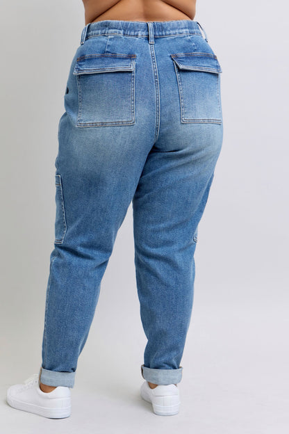 Clayton High Rise Cuffed Cargo Denim Jogger-Womens-Evelyns Fashion