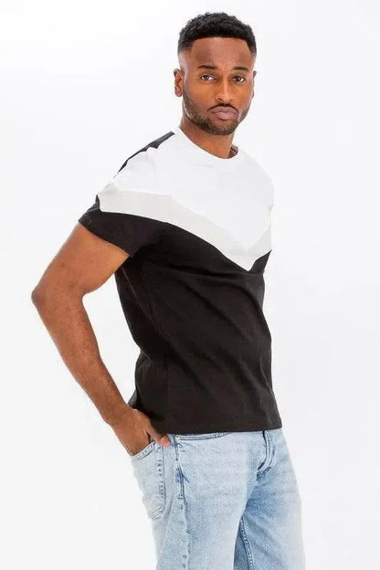 COLOR BLOCK TSHIRT-Mens-Evelyns Fashion