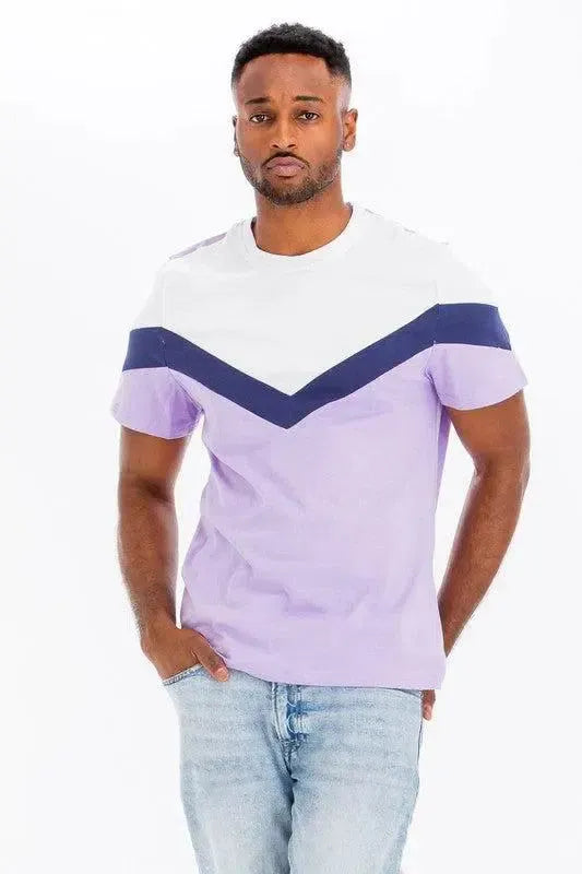 COLOR BLOCK TSHIRT-Mens-Evelyns Fashion