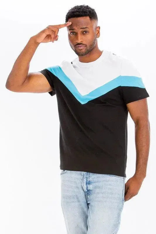 COLOR BLOCK TSHIRT-Mens-Evelyns Fashion