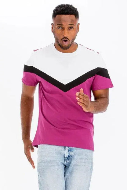 COLOR BLOCK TSHIRT-Mens-Evelyns Fashion