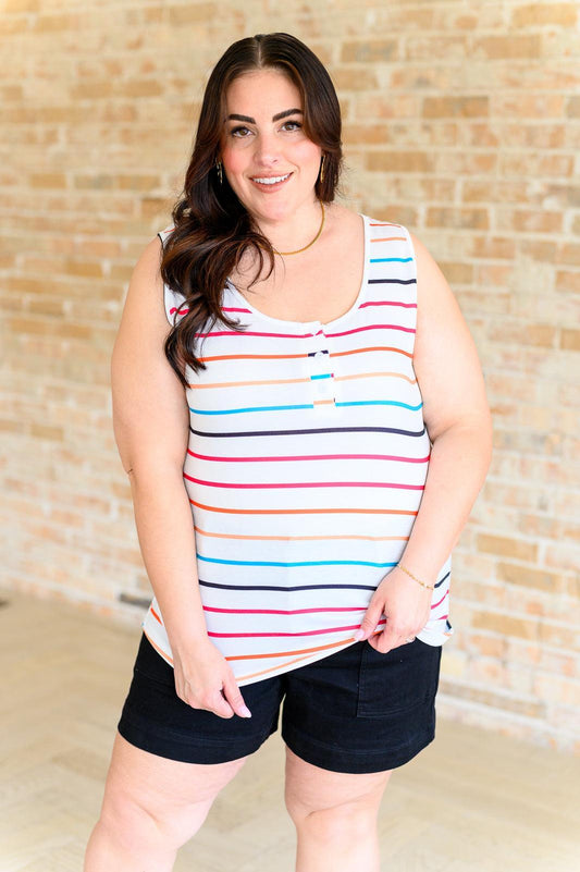 Colorful Henley Tank – Vibrant, Soft & Everyday Stylish-Tops-Evelyns Fashion