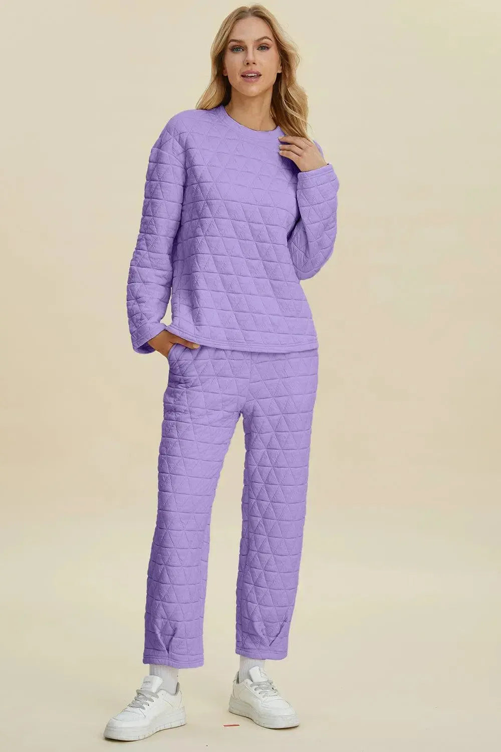 Cozy and Chic: Long Sleeve Top and Pants Set-Apparel & Accessories-Evelyns Fashion