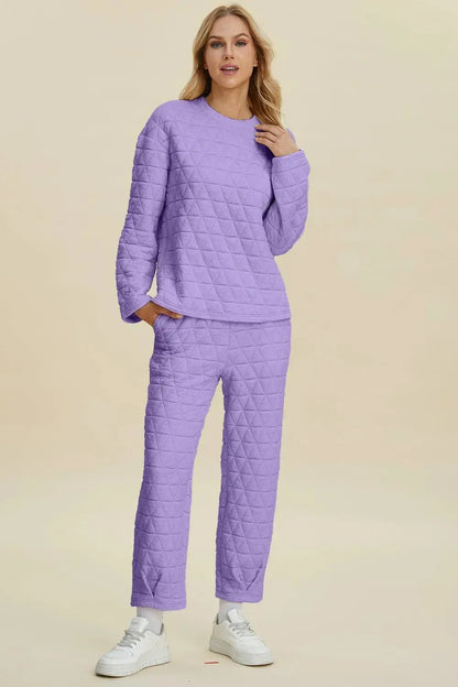 Cozy and Chic: Long Sleeve Top and Pants Set-Apparel & Accessories-Evelyns Fashion