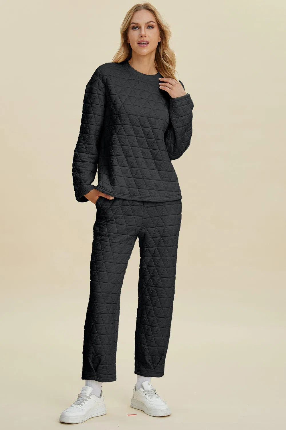 Cozy and Chic: Long Sleeve Top and Pants Set-Apparel & Accessories-Evelyns Fashion
