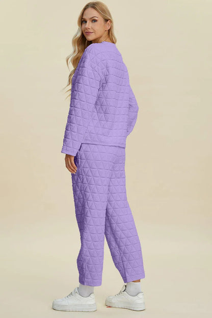 Cozy and Chic: Long Sleeve Top and Pants Set-Apparel & Accessories-Evelyns Fashion