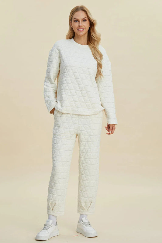 Cozy and Chic: Long Sleeve Top and Pants Set-Apparel & Accessories-Evelyns Fashion